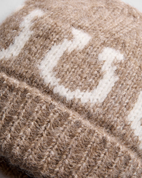 Alpaca Horseshoe Beanie in Dark Brown