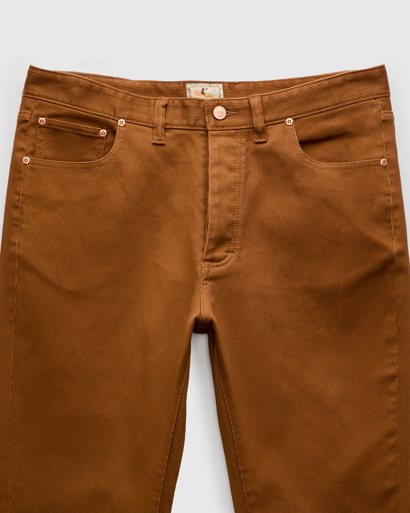 Bedford Cord Five Pocket Trousers in Bay Brown