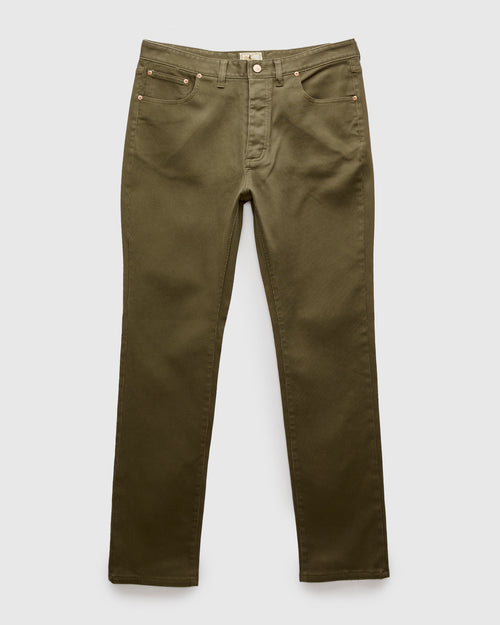 Bedford Cord Five Pocket Trousers in Faded Olive