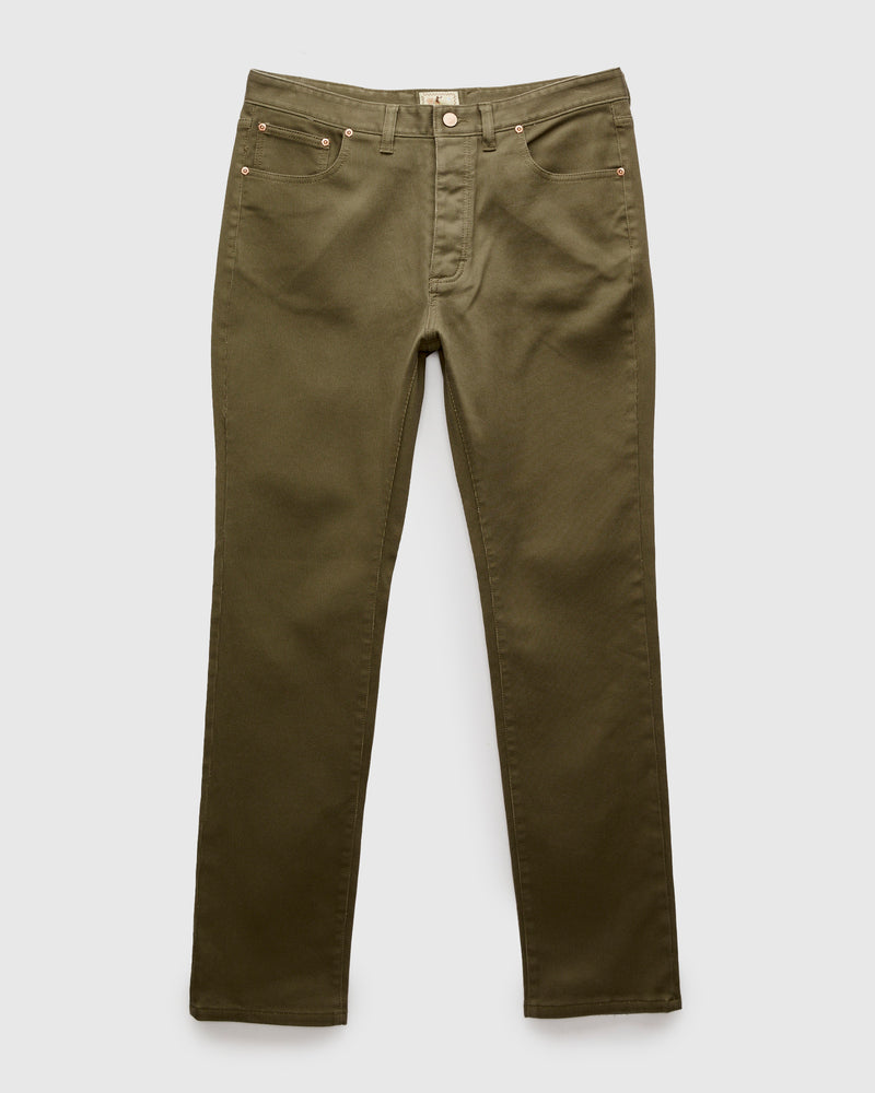 Bedford Cord Five Pocket Trousers in Faded Olive