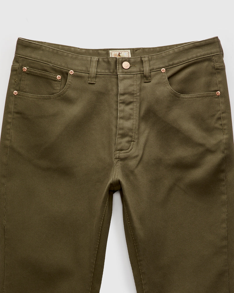 Bedford Cord Five Pocket Trousers in Faded Olive