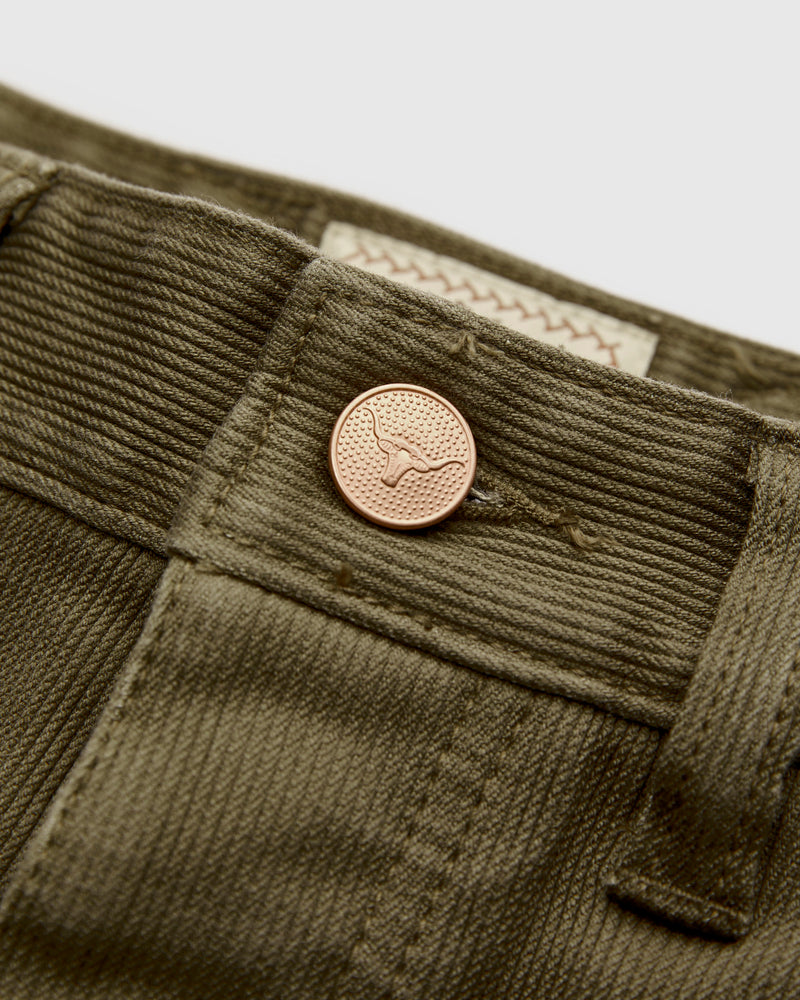 Bedford Cord Five Pocket Trousers in Faded Olive