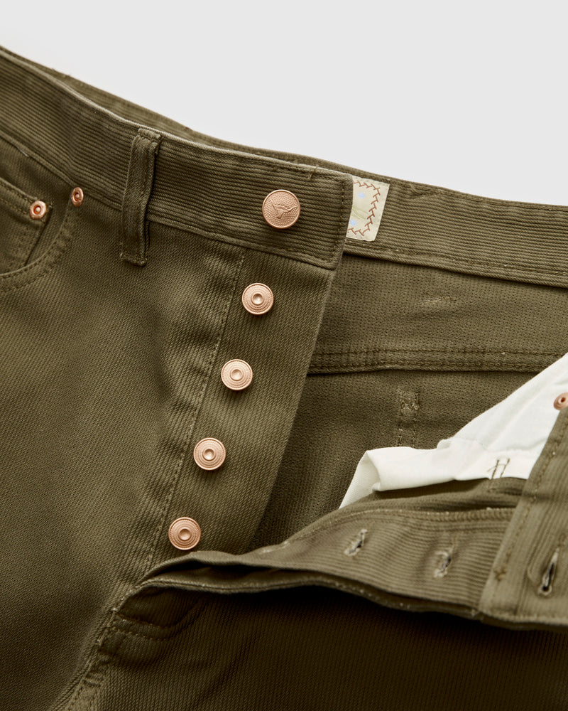 Bedford Cord Five Pocket Trousers in Faded Olive
