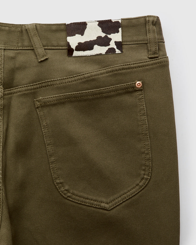 Bedford Cord Five Pocket Trousers in Faded Olive