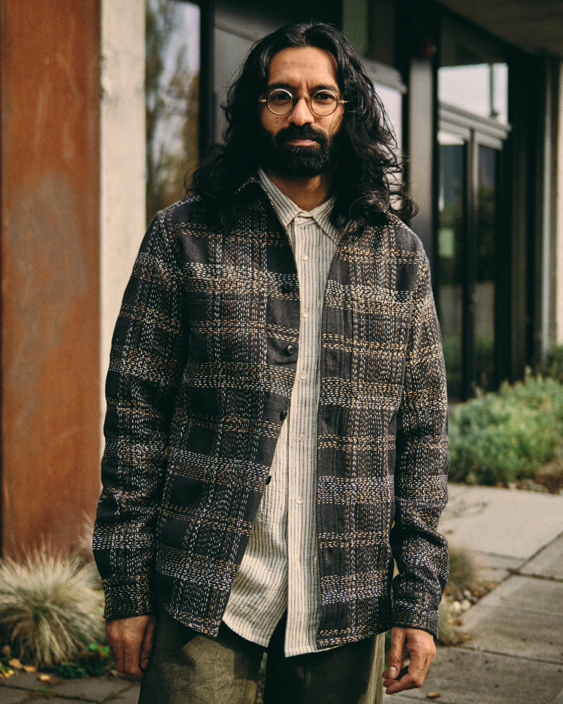 Hand Embroidered Ames Workshirt in Iron/Acacia Denim
