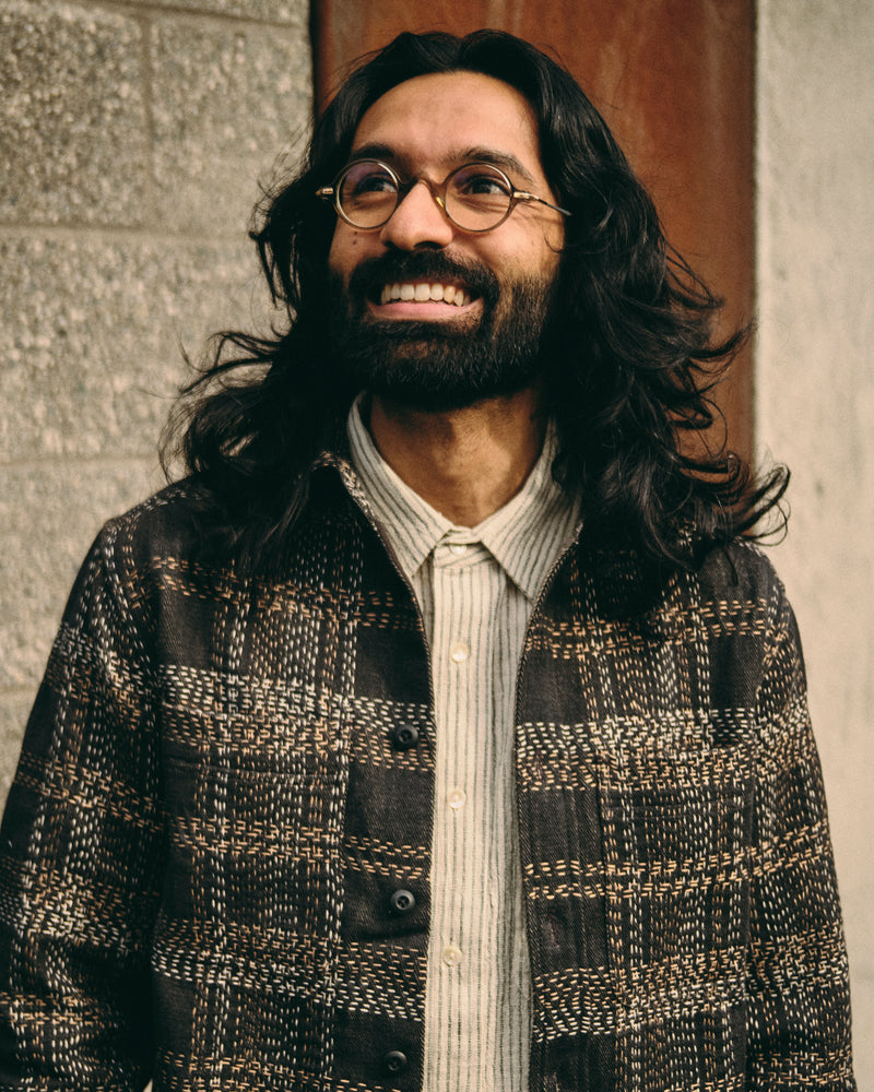 Hand Embroidered Ames Workshirt in Iron/Acacia Denim