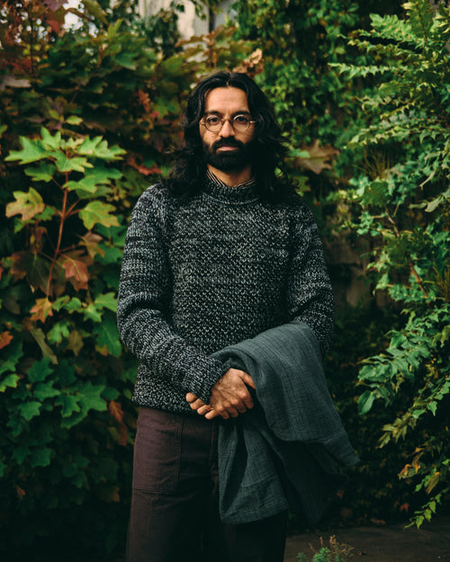 Spencer Thermal in Black Alpaca/Teal Cotton