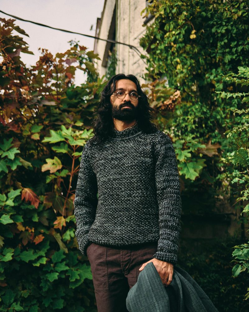 Spencer Thermal in Black Alpaca/Teal Cotton