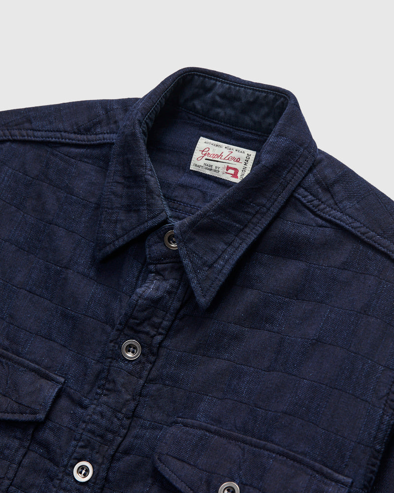 Officer Shirt in Indigo Plaid