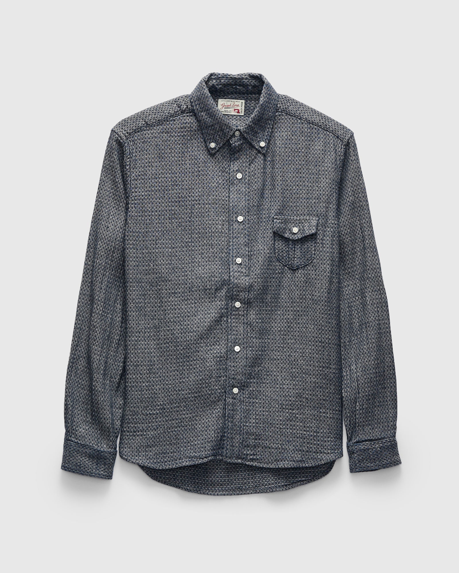 Sashiko Standard Button-Down LS Shirt in White – Blue Owl Workshop