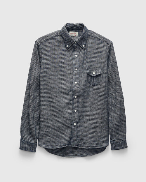 Sashiko Standard Button-Down LS Shirt in White