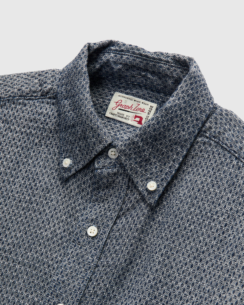 Sashiko Standard Button-Down LS Shirt in White