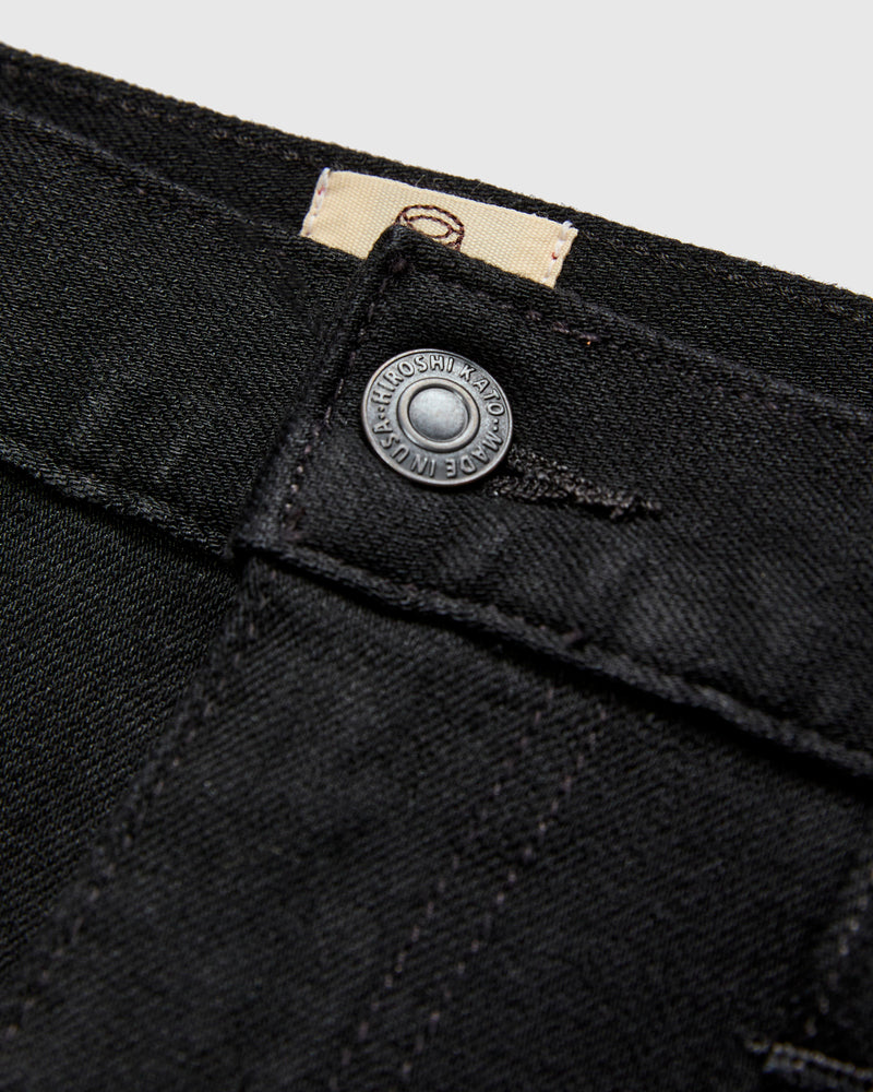 10.5oz Black Stretch Selvedge Denim - Hammer Straight