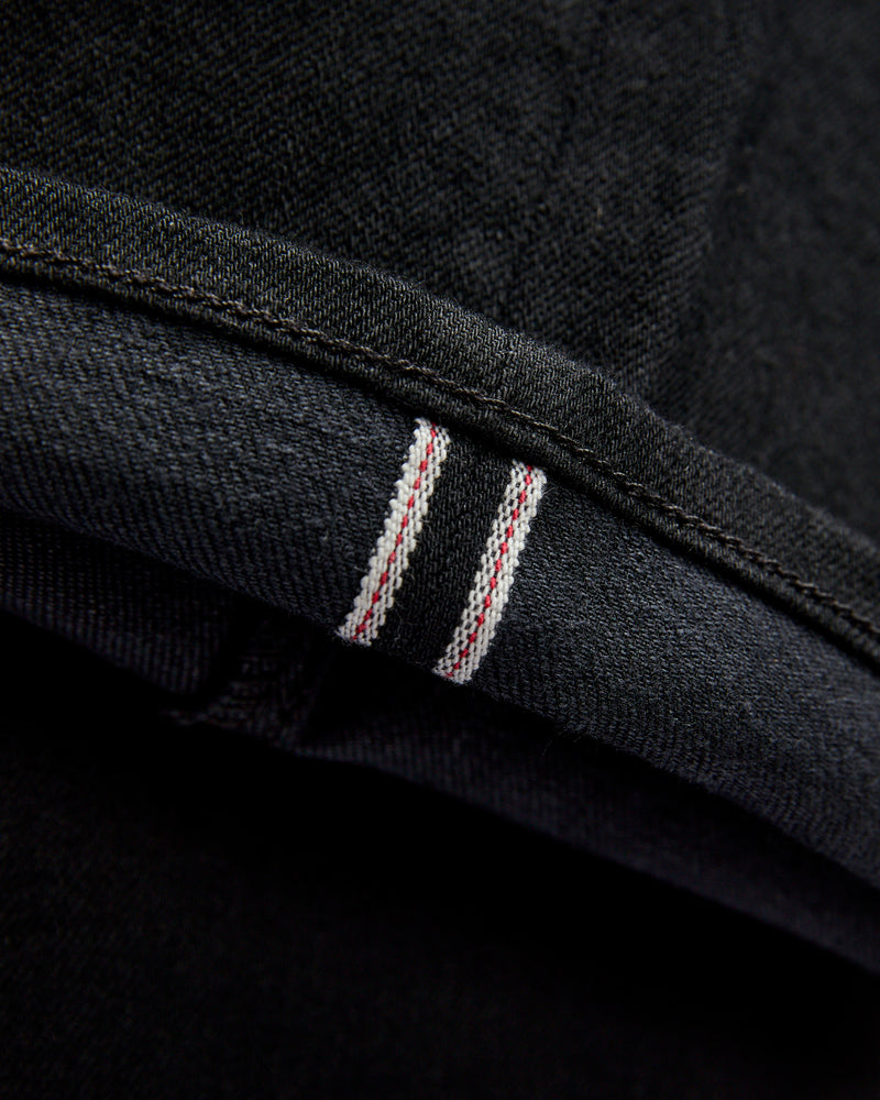 10.5oz Black Stretch Selvedge Denim - Hammer Straight