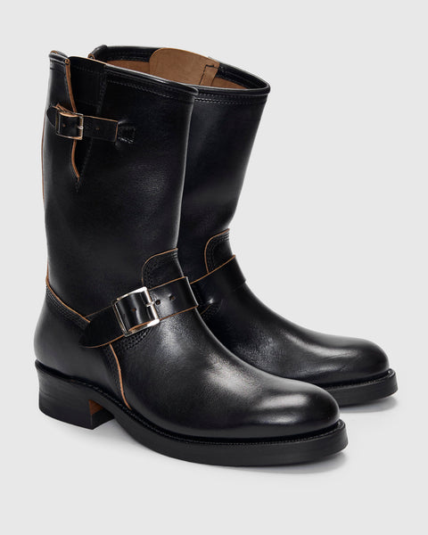 Wabash Engineer Boot in Shinki Hikaku Black Horsebutt – Blue Owl