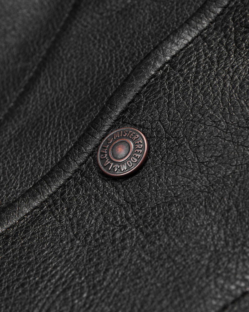 "Stallion" Campus Stud Leather Jacket in Black Teacore