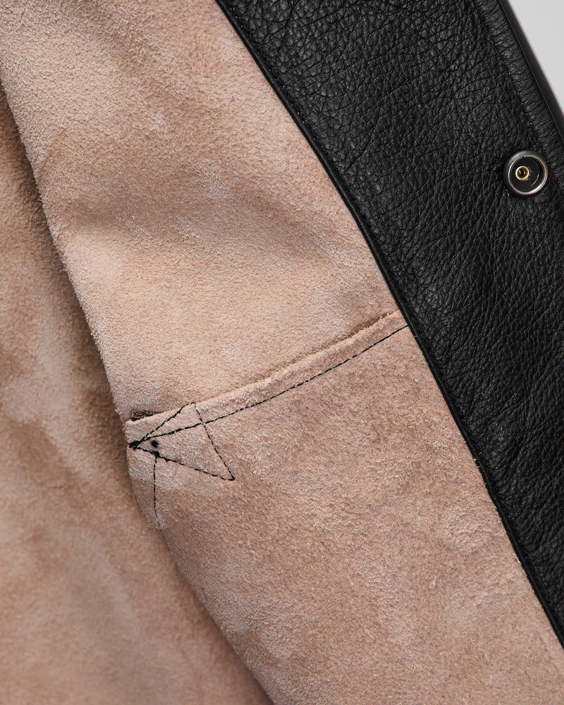 "Stallion" Campus Stud Leather Jacket in Black Teacore