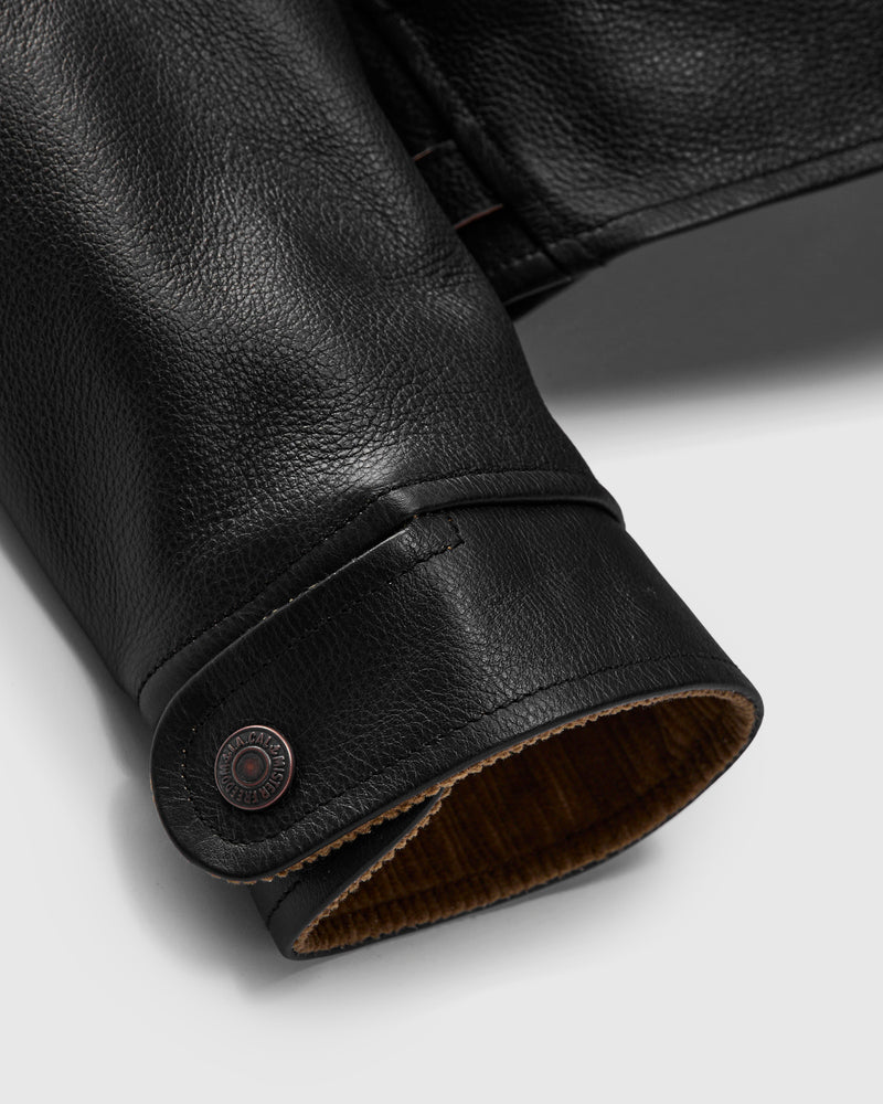 "Stallion" Campus Stud Leather Jacket in Black Teacore