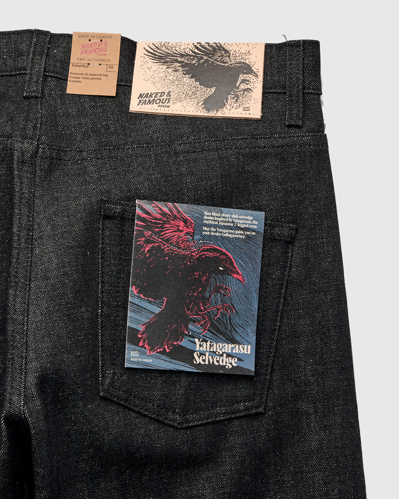 "Yatagarasu" 15oz Black Selvedge Denim - Easy Guy Fit