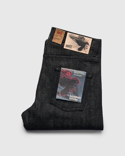 "Yatagarasu" 15oz Black Selvedge Denim - Easy Guy Fit