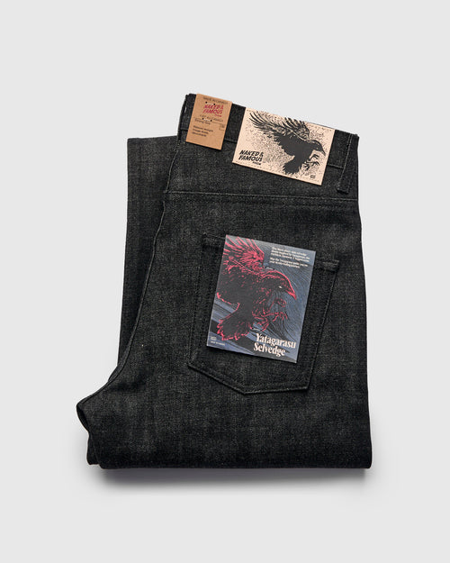 "Yatagarasu" 15oz Black Selvedge Denim - Strong Guy Fit