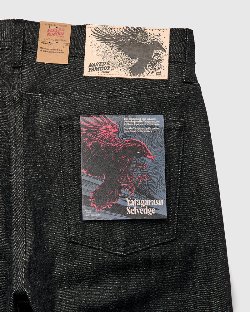 "Yatagarasu" 15oz Black Selvedge Denim - Weird Guy Fit