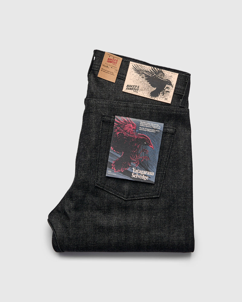 "Yatagarasu" 15oz Black Selvedge Denim - Weird Guy Fit