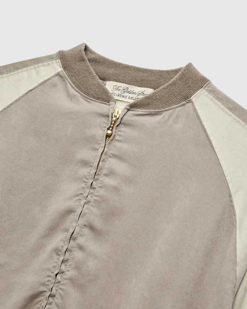 Eco Suede Raglan Zip Jacket in Greige