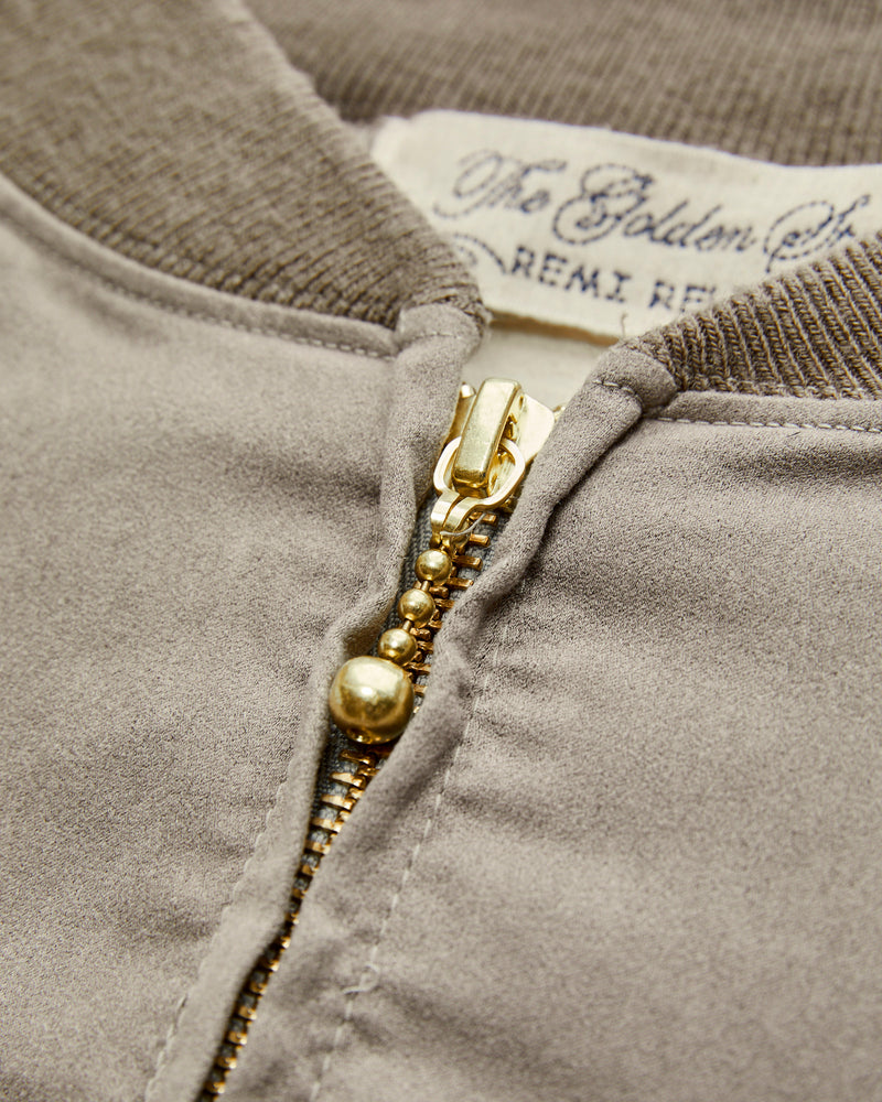 Eco Suede Raglan Zip Jacket in Greige