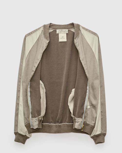 Eco Suede Raglan Zip Jacket in Greige
