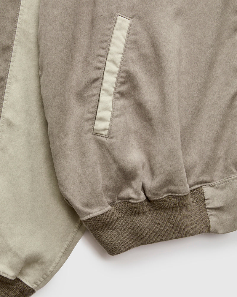 Eco Suede Raglan Zip Jacket in Greige