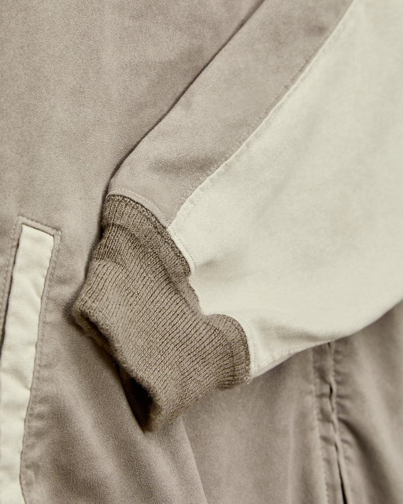 Eco Suede Raglan Zip Jacket in Greige