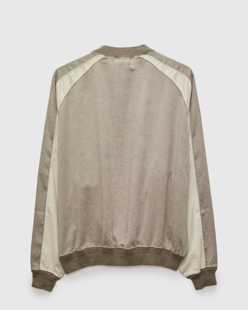 Eco Suede Raglan Zip Jacket in Greige