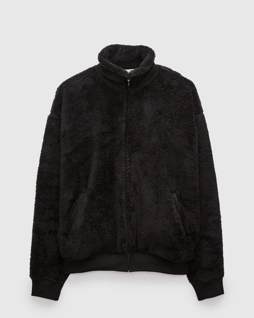 Shaggy Fleece Zip Jacket in Black