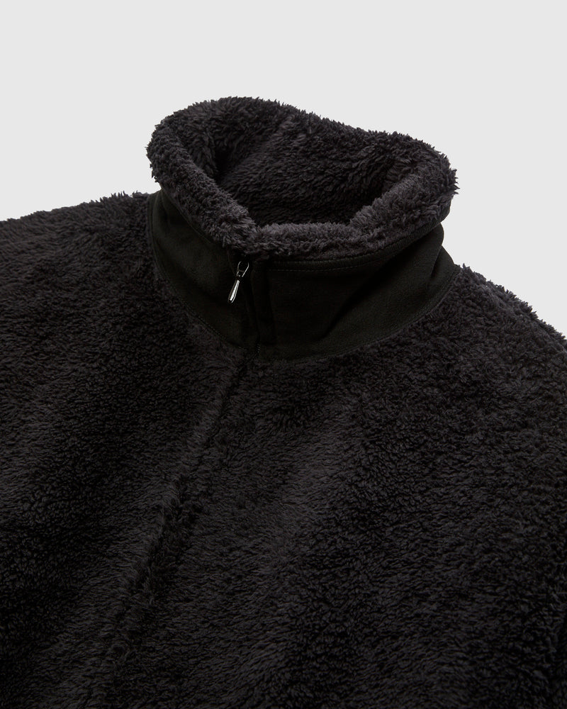 Shaggy Fleece Zip Jacket in Black
