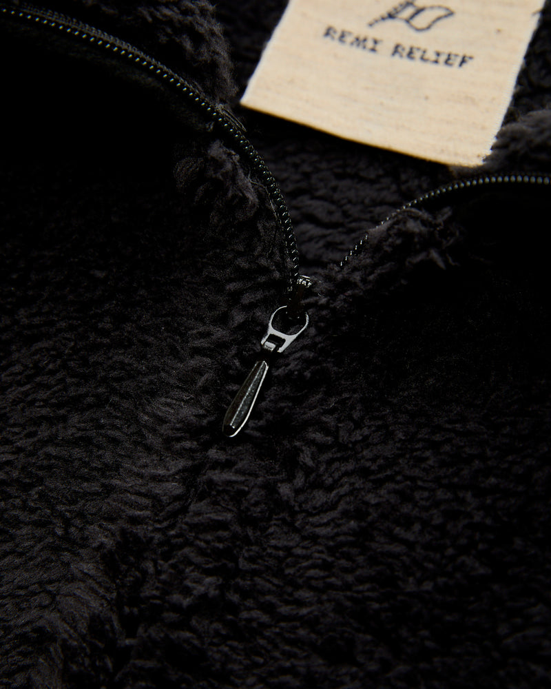 Shaggy Fleece Zip Jacket in Black