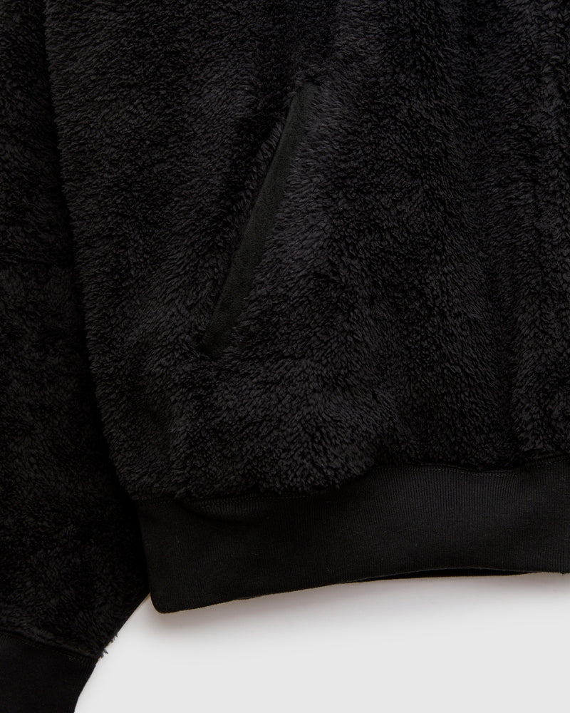 Shaggy Fleece Zip Jacket in Black