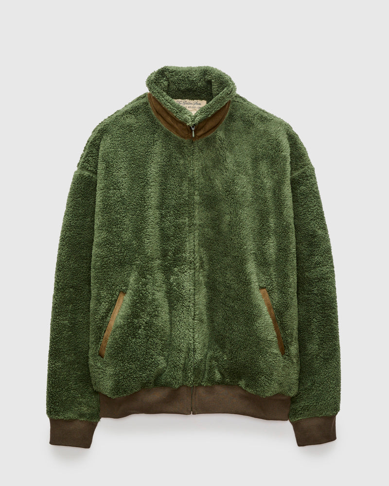Shaggy Fleece Zip Jacket in Khaki