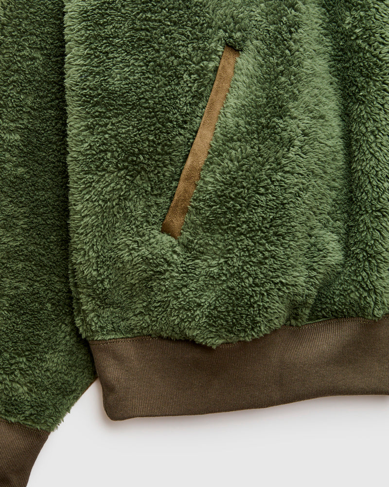 Shaggy Fleece Zip Jacket in Khaki