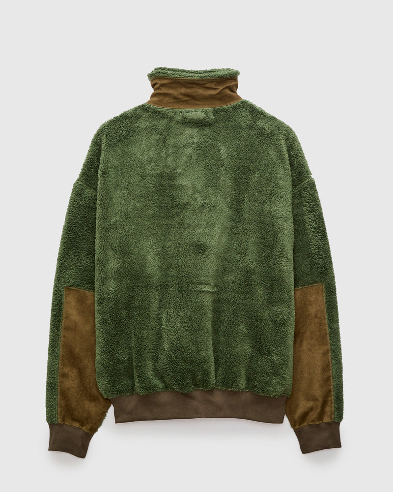 Shaggy Fleece Zip Jacket in Khaki