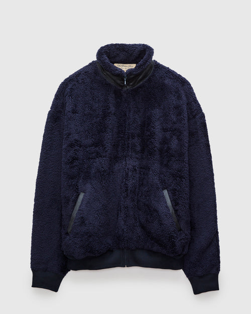 Shaggy Fleece Zip Jacket in Navy