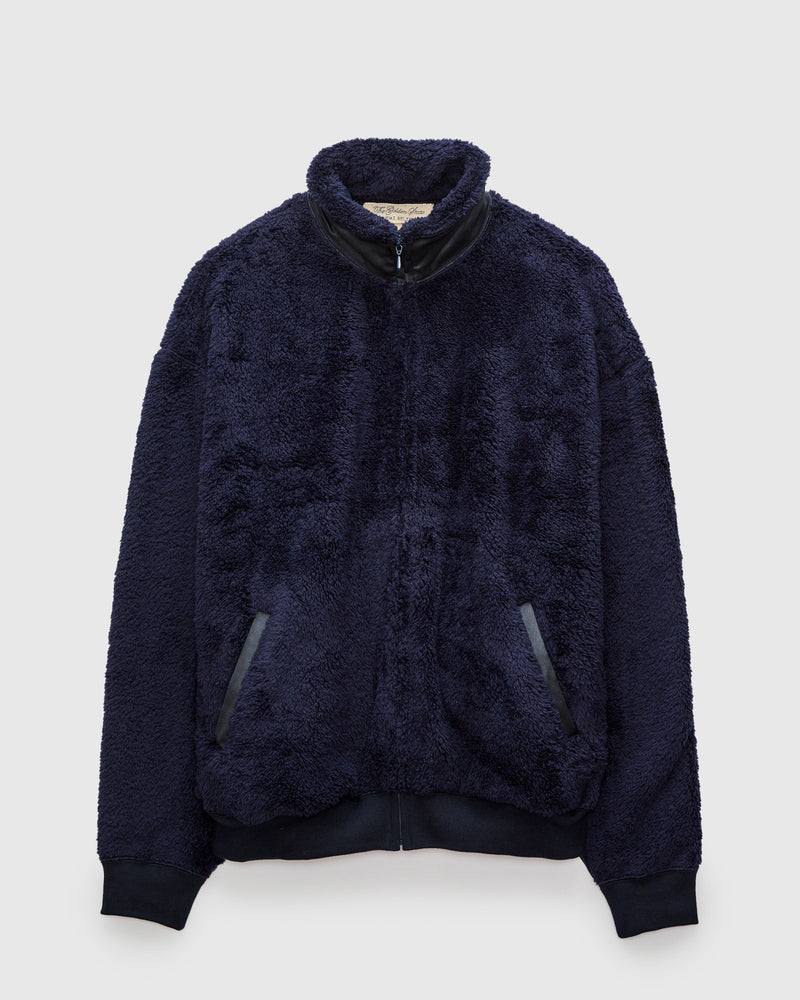 Shaggy Fleece Zip Jacket in Navy