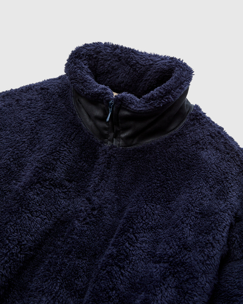 Shaggy Fleece Zip Jacket in Navy