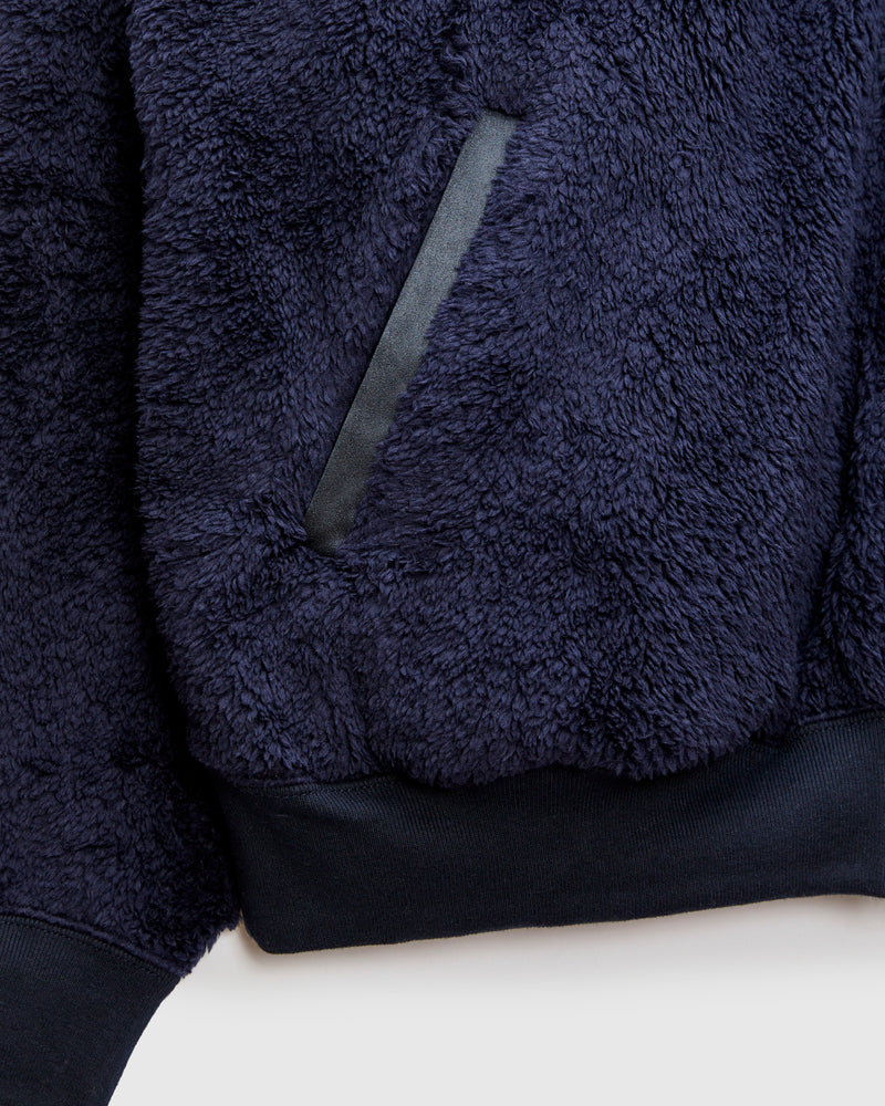 Shaggy Fleece Zip Jacket in Navy