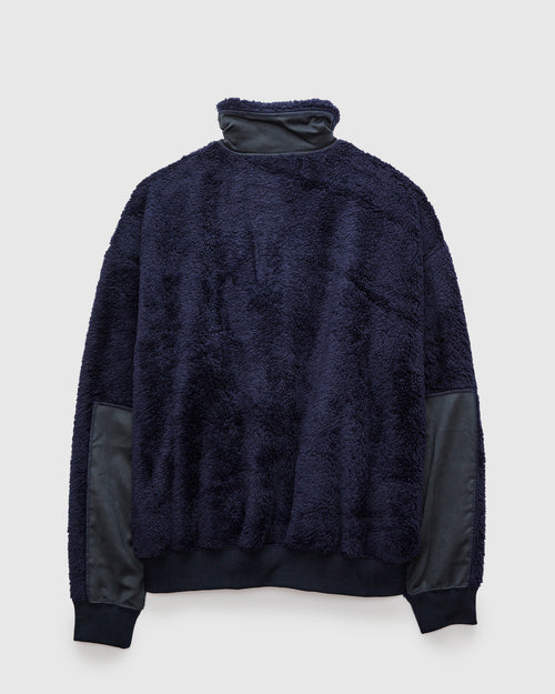 Shaggy Fleece Zip Jacket in Navy