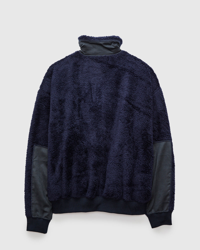 Shaggy Fleece Zip Jacket in Navy