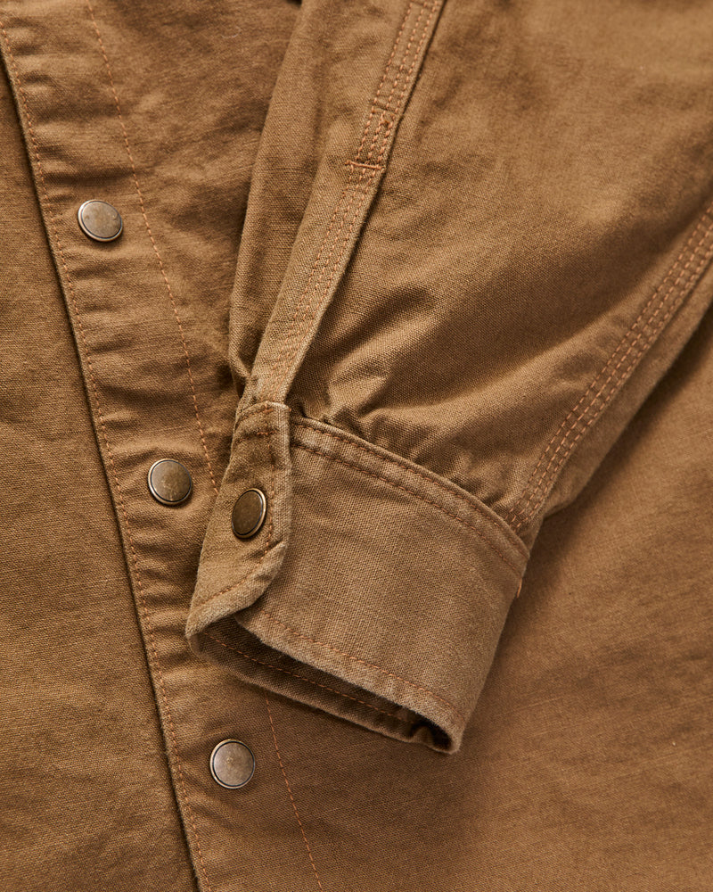 Dyed Canvas Work Shirt in Golden Brown