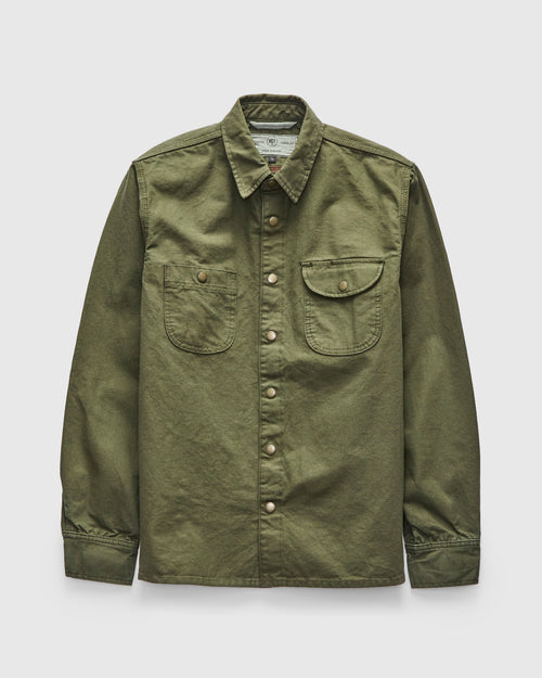 Dyed Canvas Work Shirt in Olive