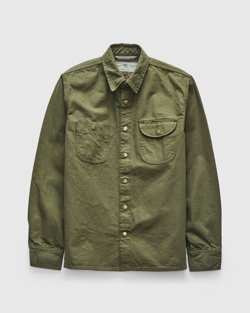 Dyed Canvas Work Shirt in Olive