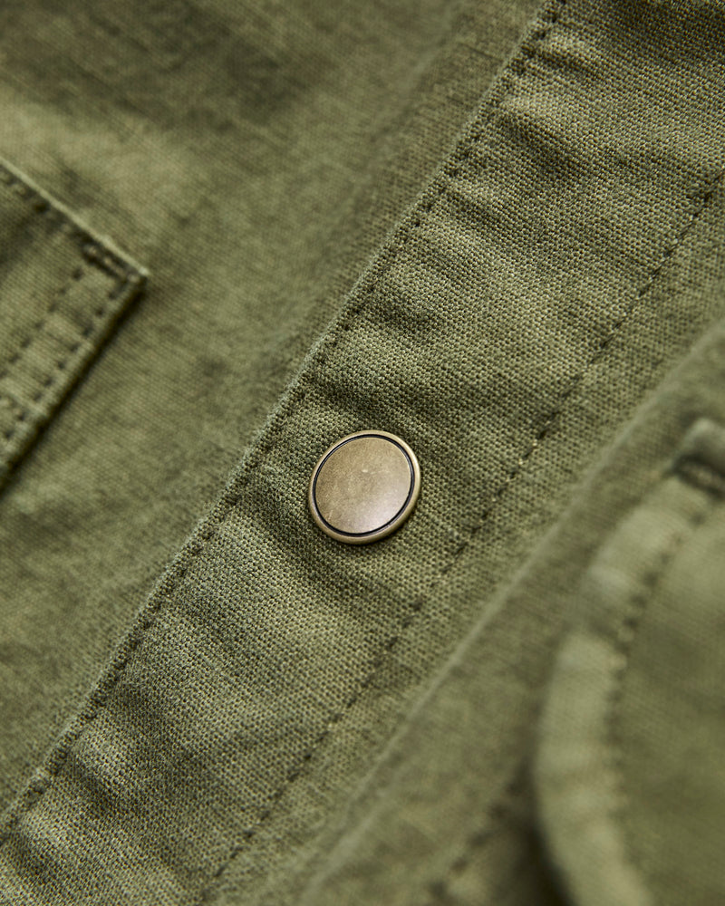 Dyed Canvas Work Shirt in Olive